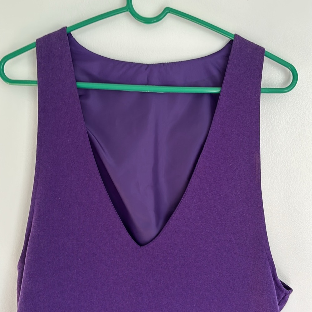 Michele Petite Jumper Deep V-Neck Purple Mini Dress Mod Vintage Size 8 - Picture 13 of 15